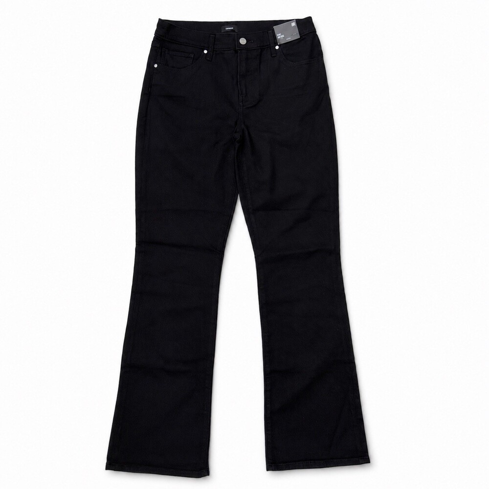 Express Women’s Mid Rise Bootcut Stretch Denim Jeans Black Size 6R NWT